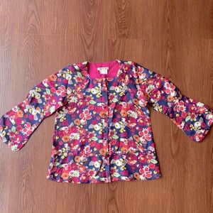 KENZO kids 100% Silk 6A Girl Floral Print top blouse tee France made Vintage